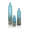 A Set of Three Matte Turquoise Glass Vases