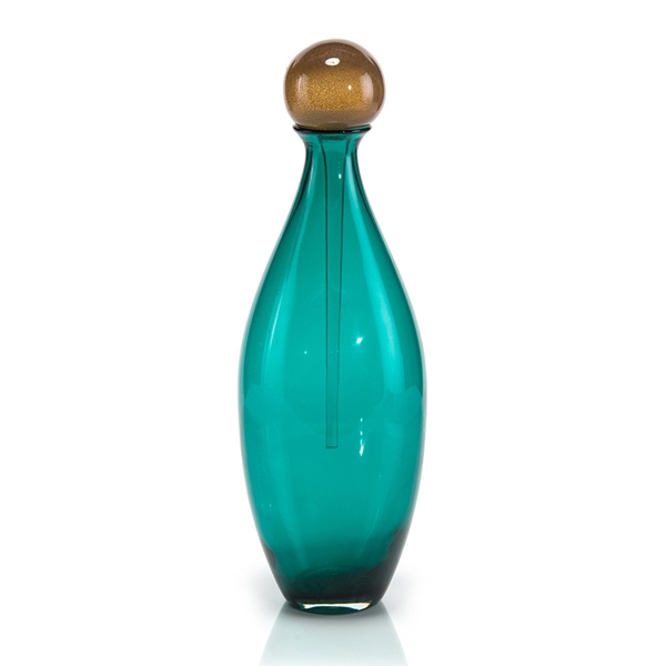 Aqua and Amber Glass Bottle