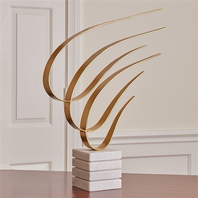 Swoosh Sculpture in Gold