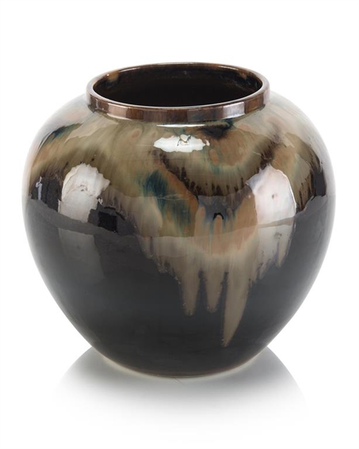 Small Black, brown and cream jar