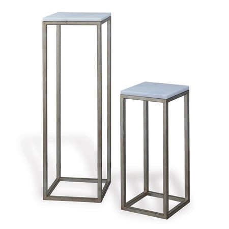 Drake Silver Marble Pedestals