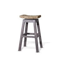 Grey Wood Swivel Bar Stool