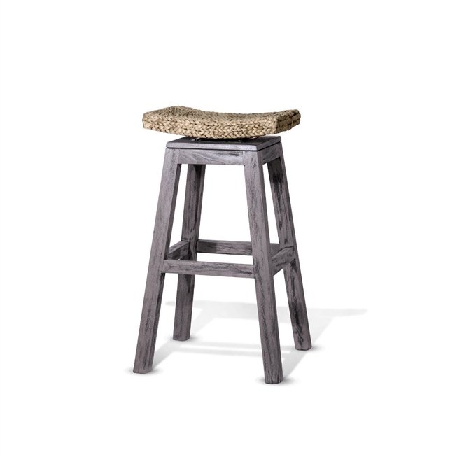 Grey Wood Swivel Bar Stool