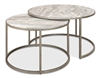 Set of 2 Marble Top Round Nesting Tables