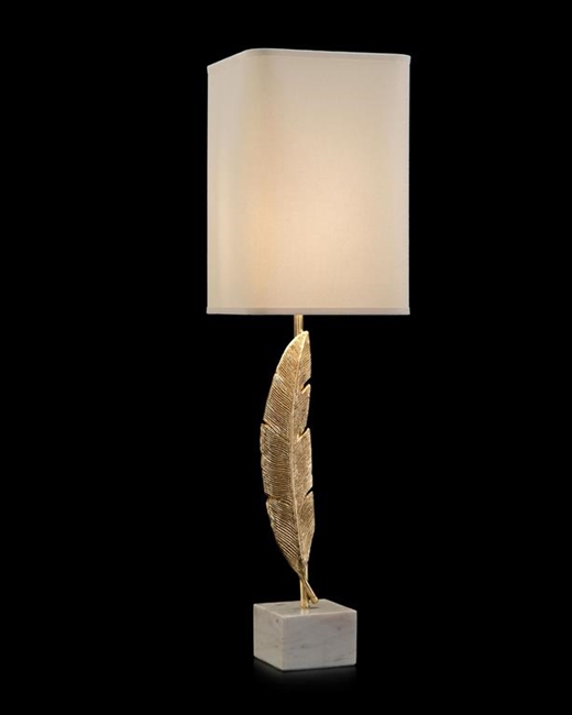 Antique Brass Feather Buffet Lamp