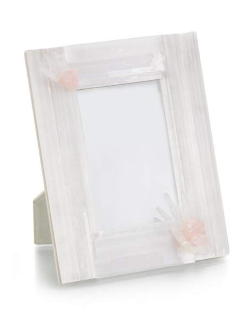 Selenite and Pink Quartz Photo Frame