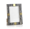 Ribbed Gray Bone Photo Frame with Brass Accent  - 4x6