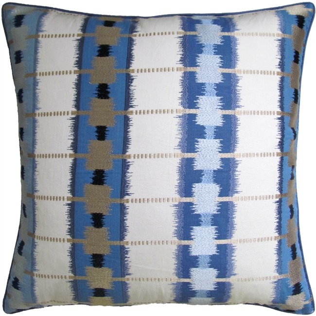 Sri Lanka Embroidery Blue Pillow