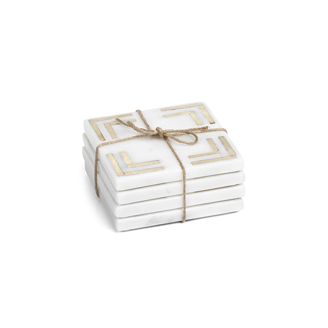 Marmo White and Gold Marble Coasters