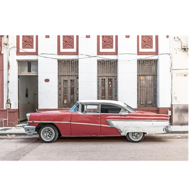 Red and White Cuban Car