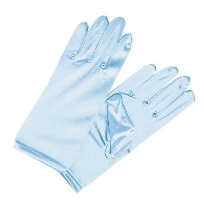 Girls Satin Formal Gloves Pale Blue