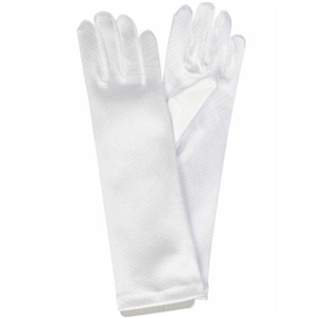 Satin Gloves - Long/White (0-16 years)