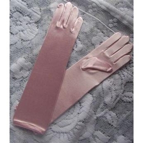 Satin Gloves - Long/Pink (0-16 years)