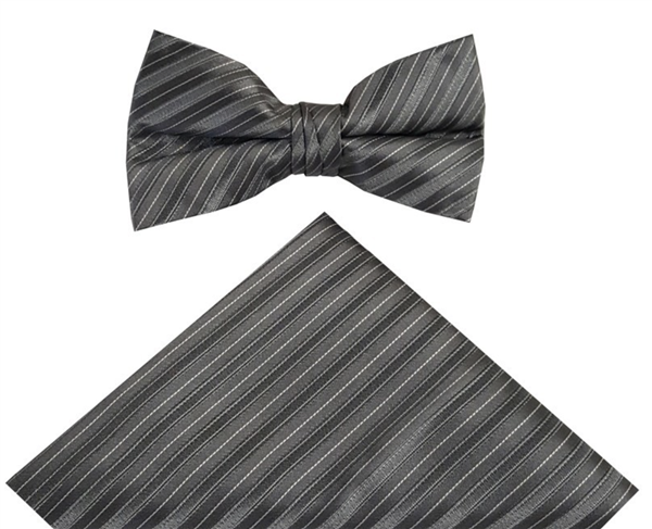 Boys Bowtie and Hanky Set - CHARCOAL