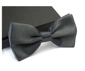 Boys Silky Satin Bowtie - DARK GREY