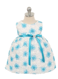 Hillary Baby Dress - AQUA & WHITE