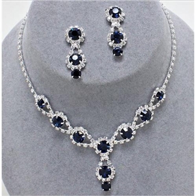 Necklace & Earring Set - Navy