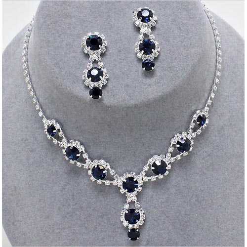 Necklace & Earring Set - Navy