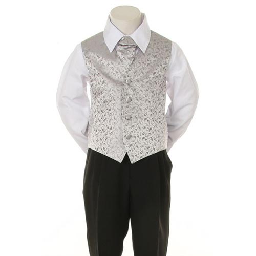 Paisley Vest & Tie - Silver