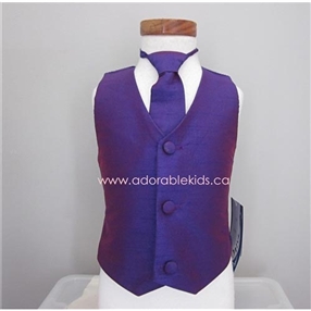 Poly Silk Vest & Necktie Set - Purple