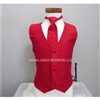 Poly Silk Vest & Necktie Set - Red