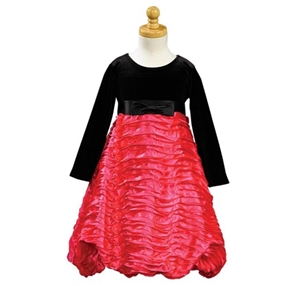 Yana Velvet Dress - Fuchsia/Black