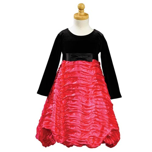 Yana Velvet Dress - Fuchsia/Black