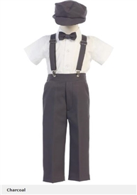 Jacob 5pc Boys Suspender Set - CHARCOAL