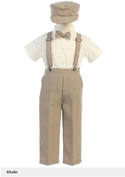 Jacob 5pc Boys Suspender Set - Khaki