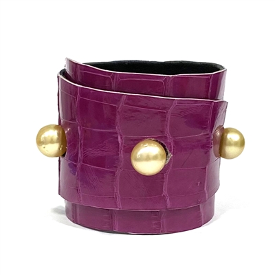 Lafayette South Sea Gold Pearl and Alligator Hide Cuff Bracelet