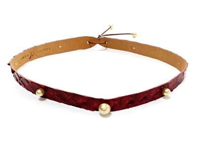 photo of Wendy Mignot Aspen Hat Band with Red Snake Skin and South Sea Pearls