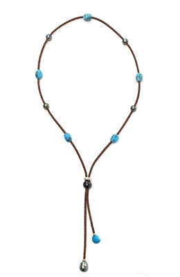 Tahitian  Pearl and Turquoise Jackson Bolero Lariat