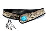 Wendy Mignot Snakeskin Belt With Turquoise and Tahitian Pearls and Leather - "The Queenstown"