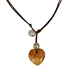 Wendy Mignot Freshwater Pearl and Leather with Atlantic Lions Paw Shell Heart Necklace