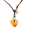 Wendy Mignot Freshwater Pearl and Leather with Atlantic Lions Paw Shell Heart Necklace