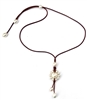 Wendy Mignot Freshwater Pearl and Leather Sunflower Necklace Slider-White