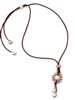 photo of Wendy Mignot Freshwater Pearl and Leather Sunflower Necklace Slider-Pink