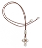 Wendy Mignot Freshwater Pearl and Leather Cross Necklace White Slider