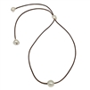 Wendy Mignot Lady Jane Single Freshwater Pearl and Leather Adjustable Necklace White