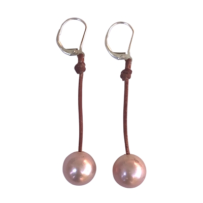 photo of Wendy Mignot Coastal Single Freshwater Pearl and Leather Earrings Blush II