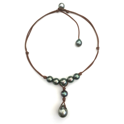 photo of Wendy Mignot Watercolor Tahitian Pearl and Leather Necklace