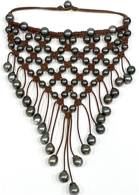 photo of Wendy Mignot Tahitian Pearl and Leather Metropolitan Necklace