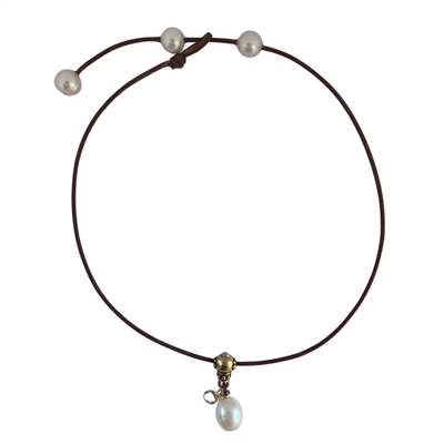 Crystal Lotus Freshwater Pearl Adjustable Necklace by Wendy Mignot