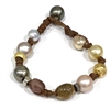 photo of Wendy Mignot Pearl and Leather Precious Stones Gypsy Bracelet 2