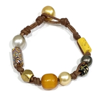 photo of Wendy Mignot Pearl and Leather Precious Stones Gypsy Bracelet 6