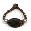 photo of Wendy Mignot Tahitian Pearl and Leather with Tennessee River Rock Louis Bracelet with Sterling Silver Accents