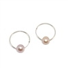 photo of Wendy Mignot Marseille Rose Pearl Endless Hoop Silver Earrings, Blush