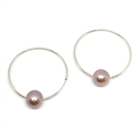 photo of Wendy Mignot Monaco Rose Pearl Endless Hoop Silver Earrings Pink/Blush