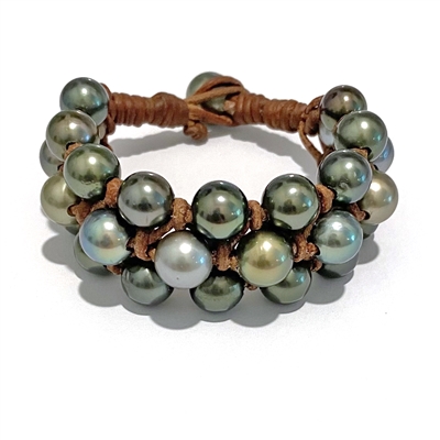 photo of Wendy Mignot Tahitian Pearl and Leather Beltway Bracelet