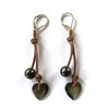 photo of Wendy Mignot Amour Heart Tahitian Pearl and Leather Cherries Earrings